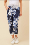 Crop Floral Pants Navy