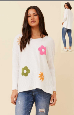 Floral Ribbed Jumper