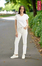 Orientique White Denim Bootleg Jean