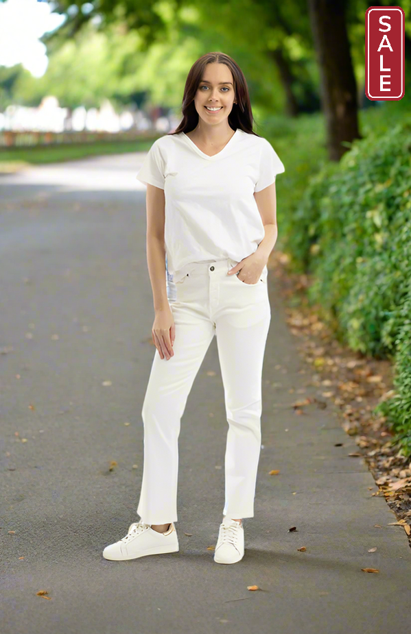Orientique White Denim Bootleg Jean