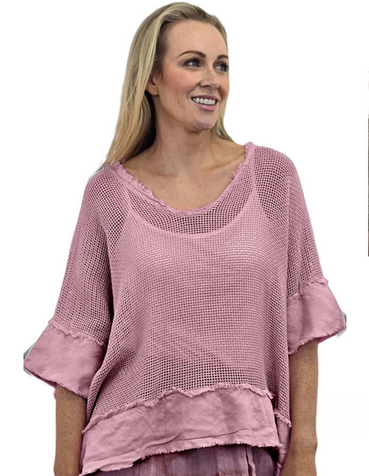 Carys  Dusty pink mesh top