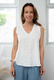 Iron Stone Vest - V neck sleeveless top with ribbed edging and sparkle detail, perfect for a stylish outfit.