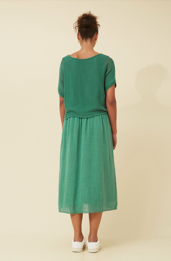 Mesh Long Layer Dress Green