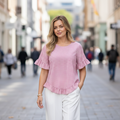 Gingham Frill Top Pink