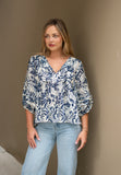 Navy Leaf Blouse