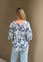 Navy Leaf Blouse
