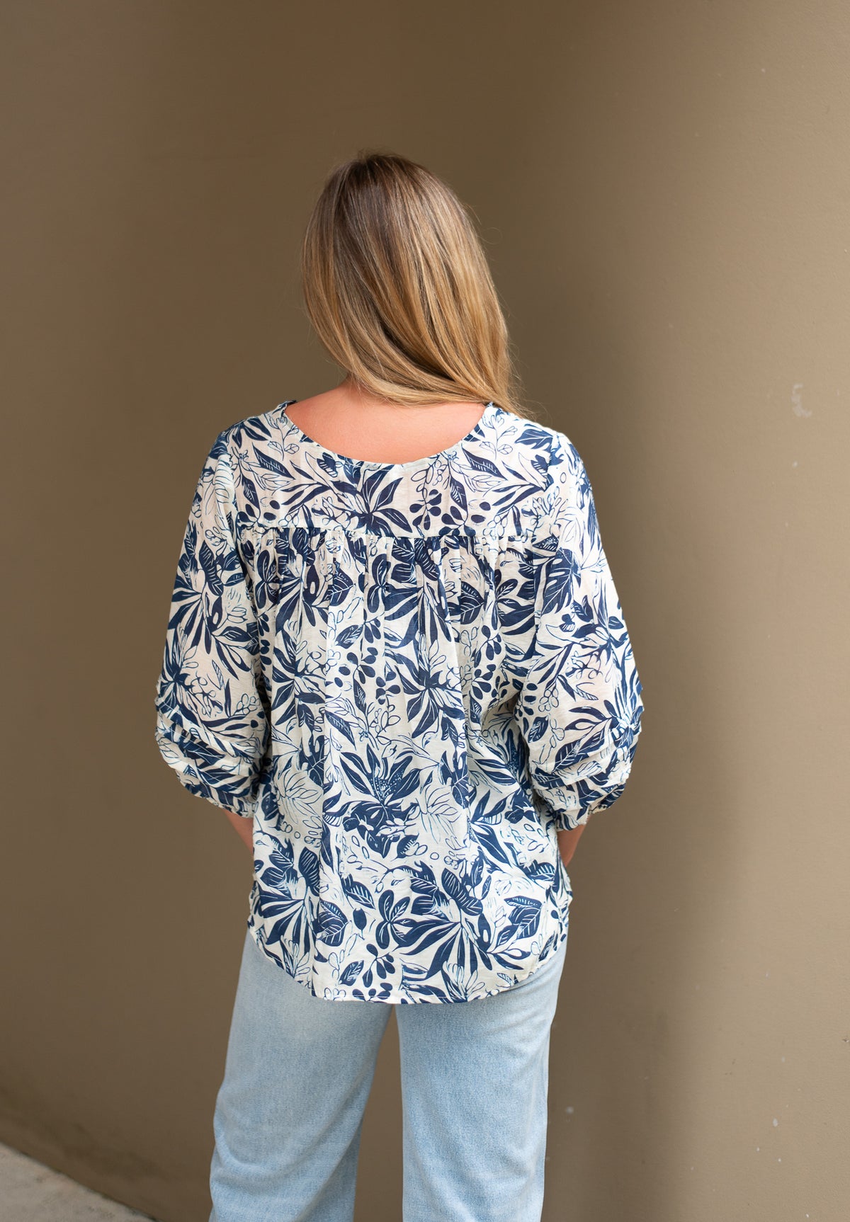 Navy Leaf Blouse