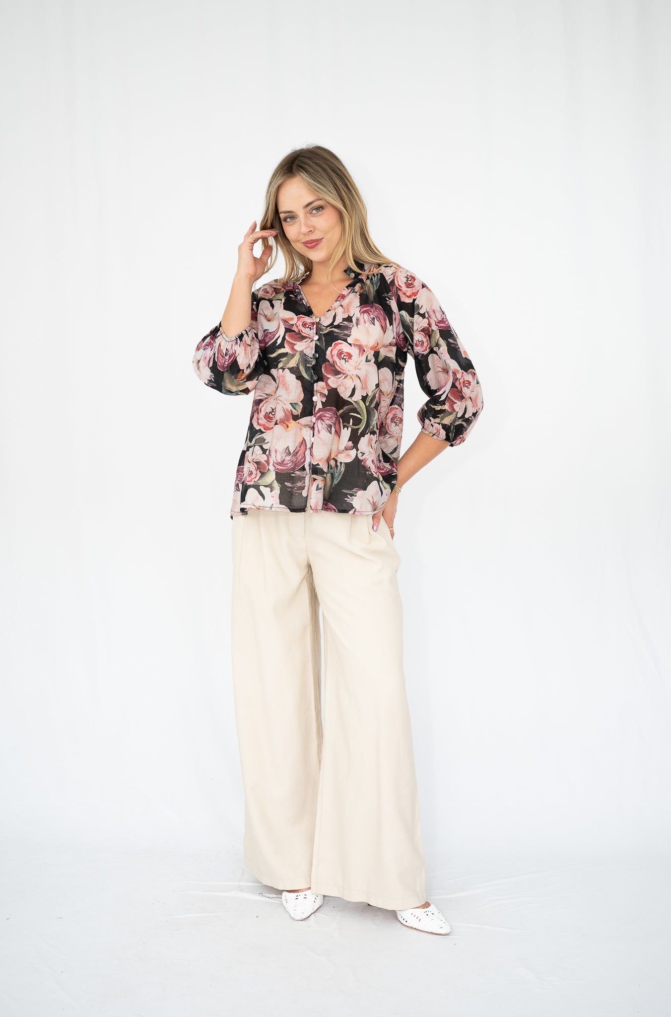 Blush Floral Blouse So in style