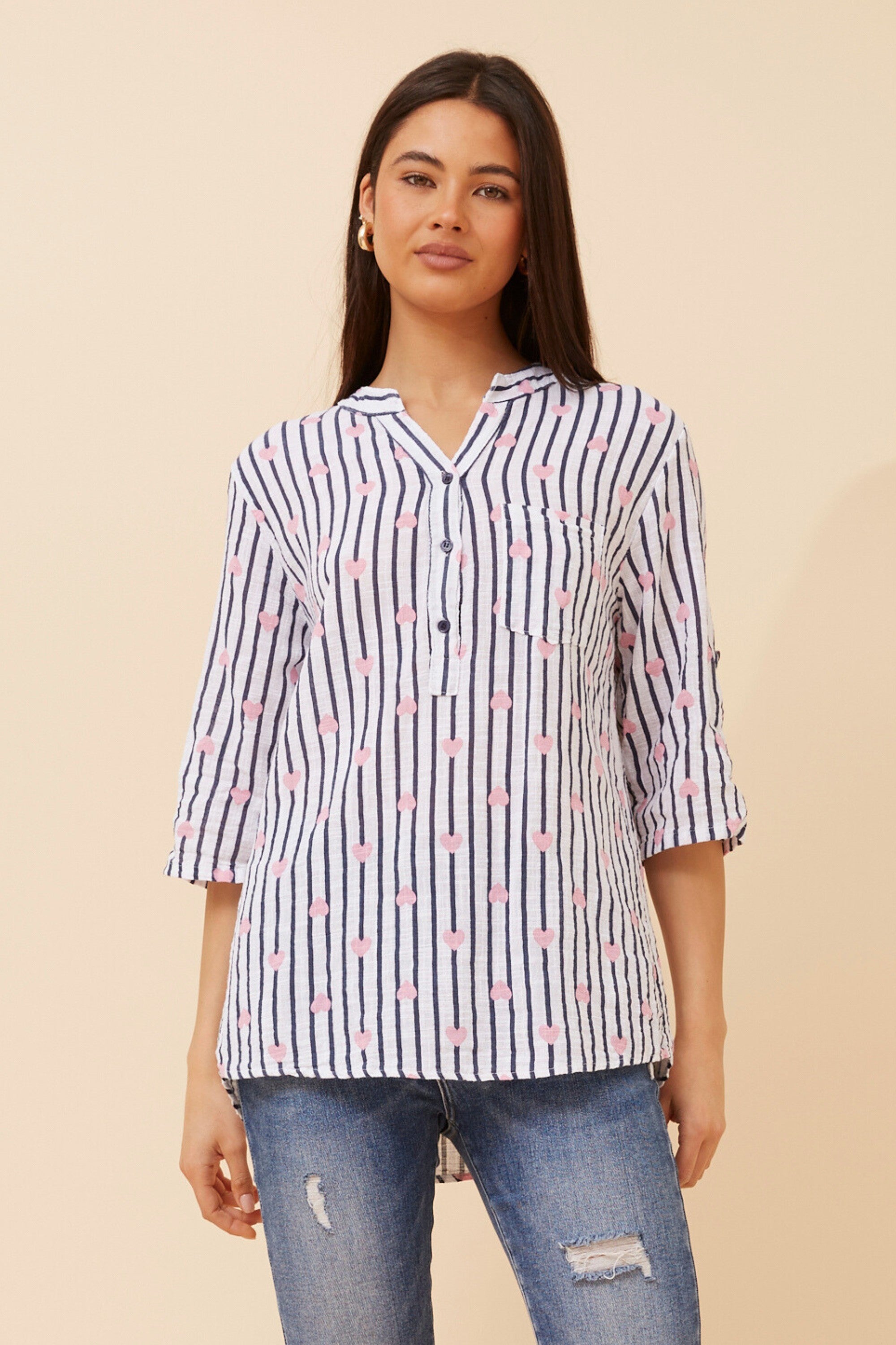Nora Stripe Heart Shirt