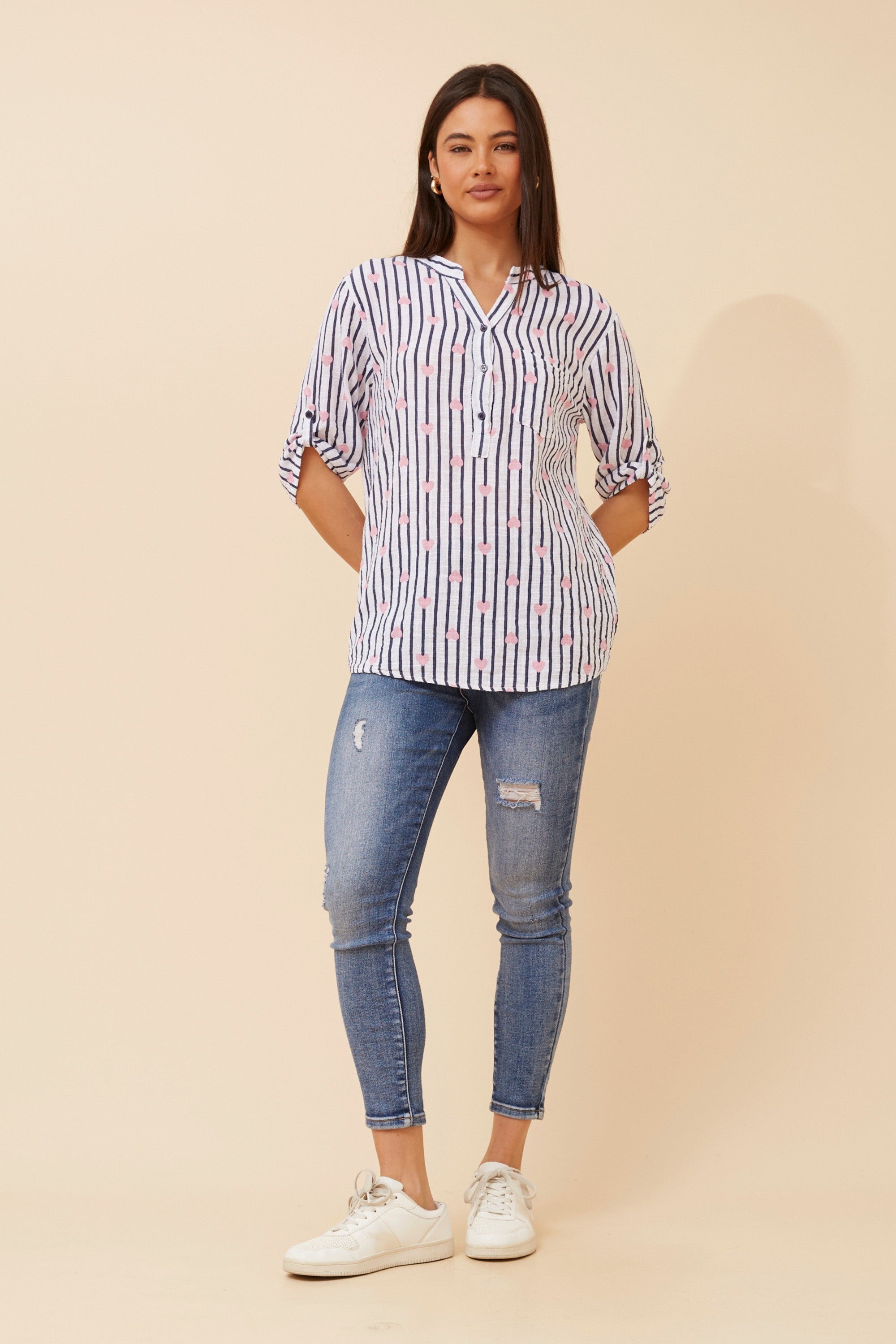 Nora Stripe Heart Shirt