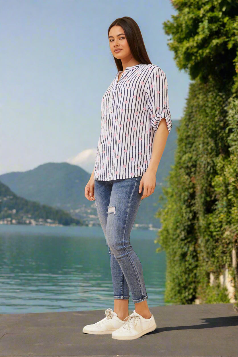 Nora Stripe Heart Shirt