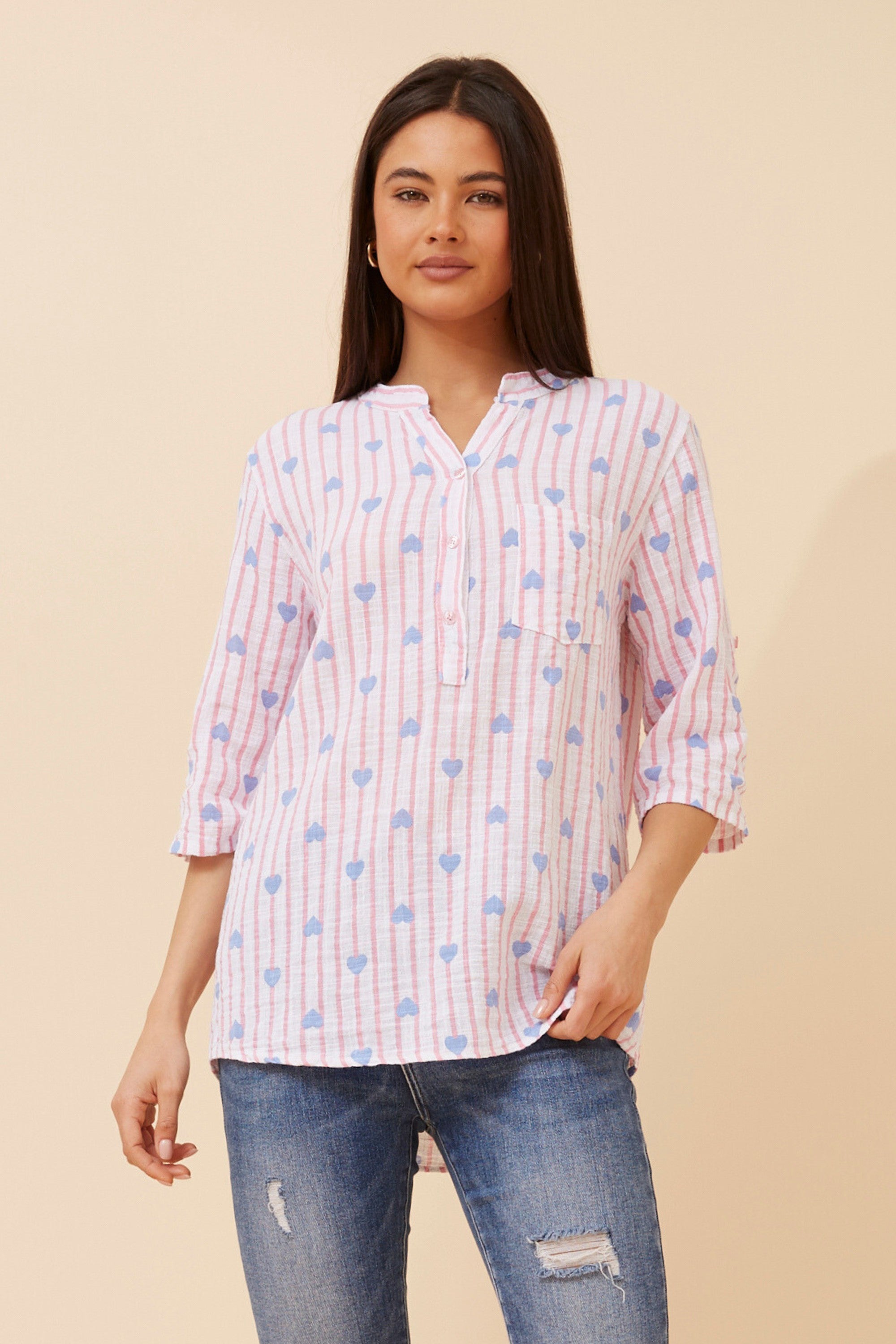 Nora Stripe Heart Shirt