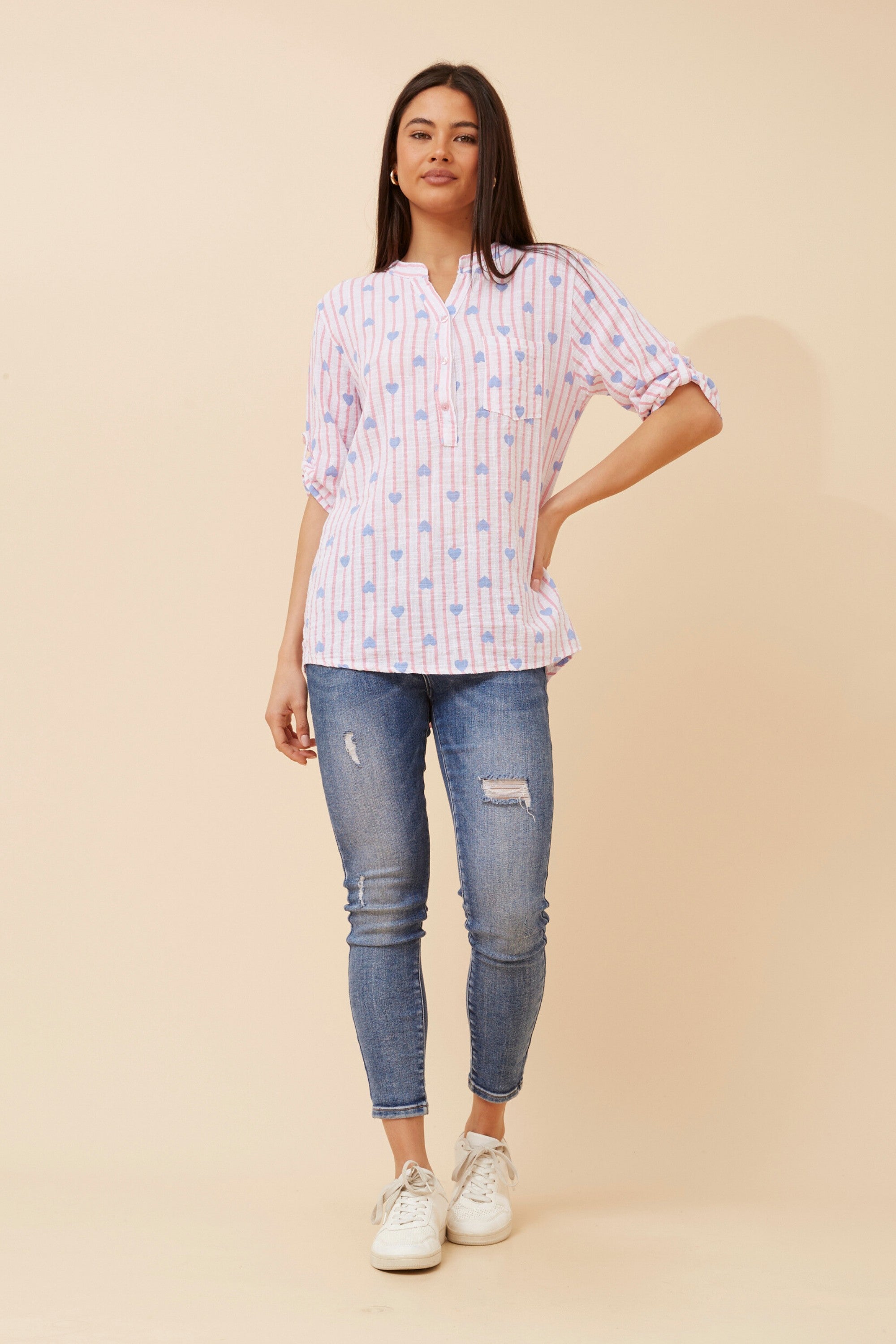 Nora Stripe Heart Shirt