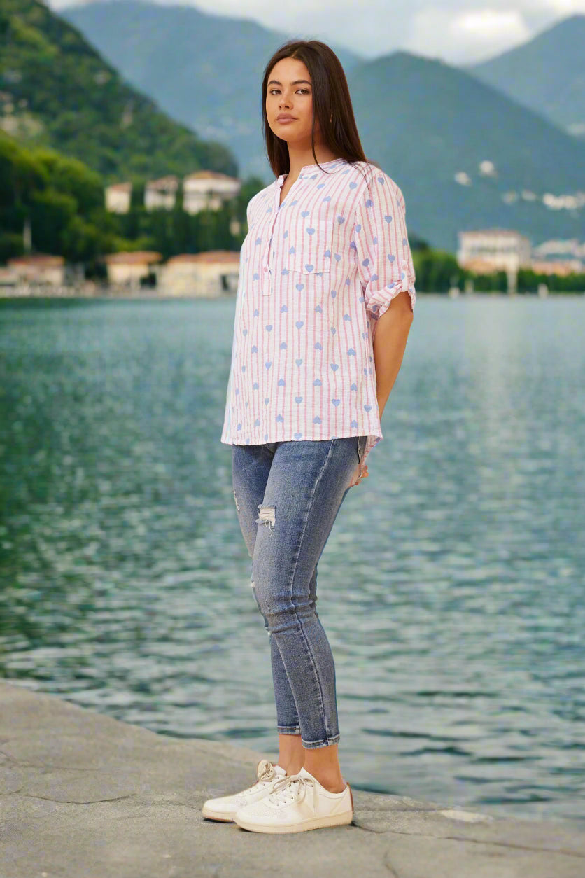 Nora Stripe Heart Shirt