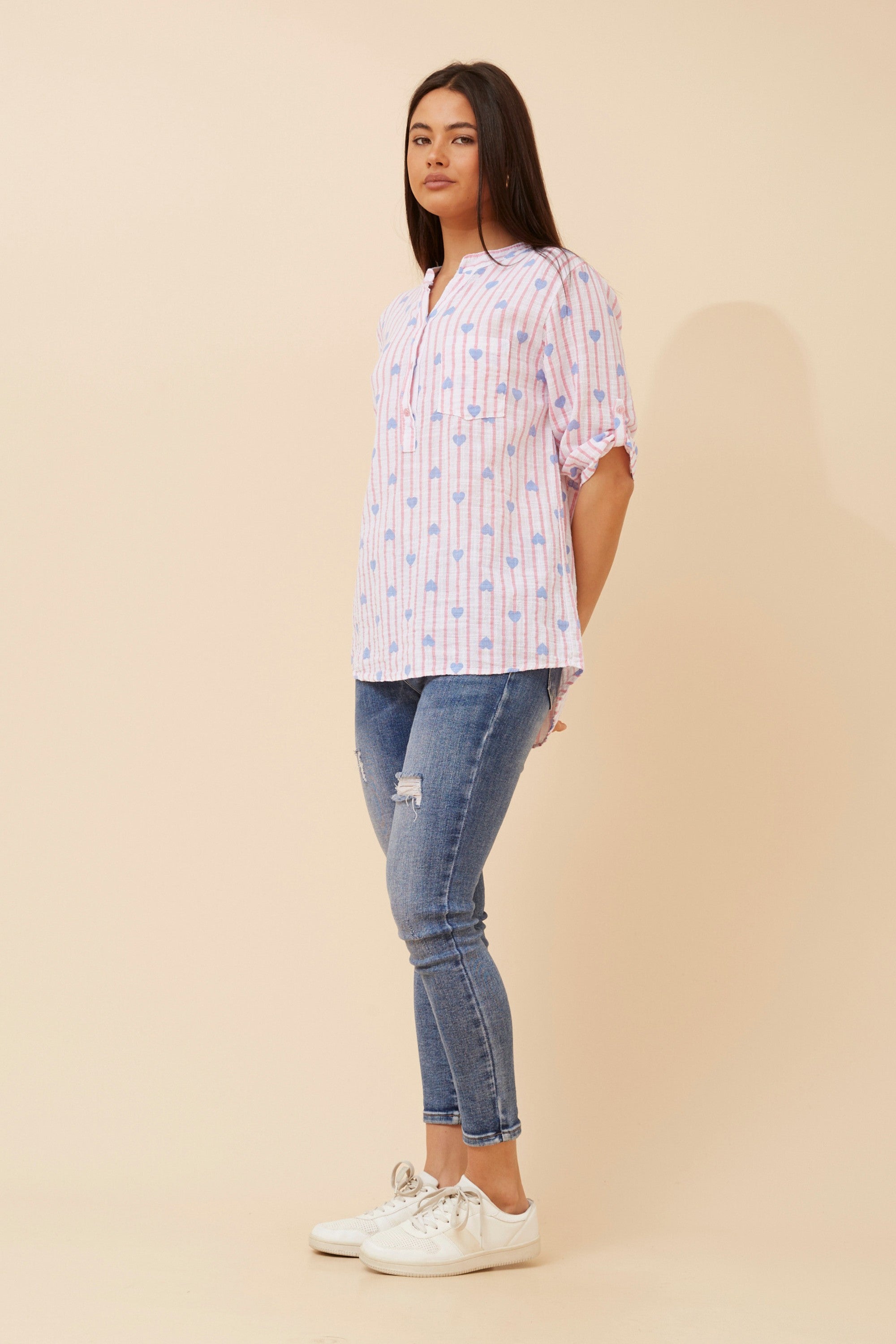 Nora Stripe Heart Shirt