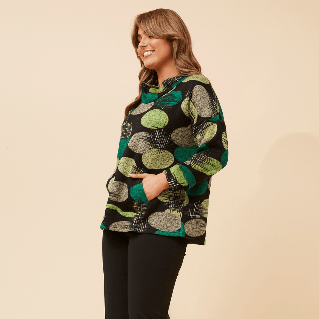 Ckm Green Polka Dot Top Caroline Morgan