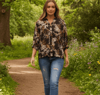 Ckm Button Back top Chocolate Caroline Morgan