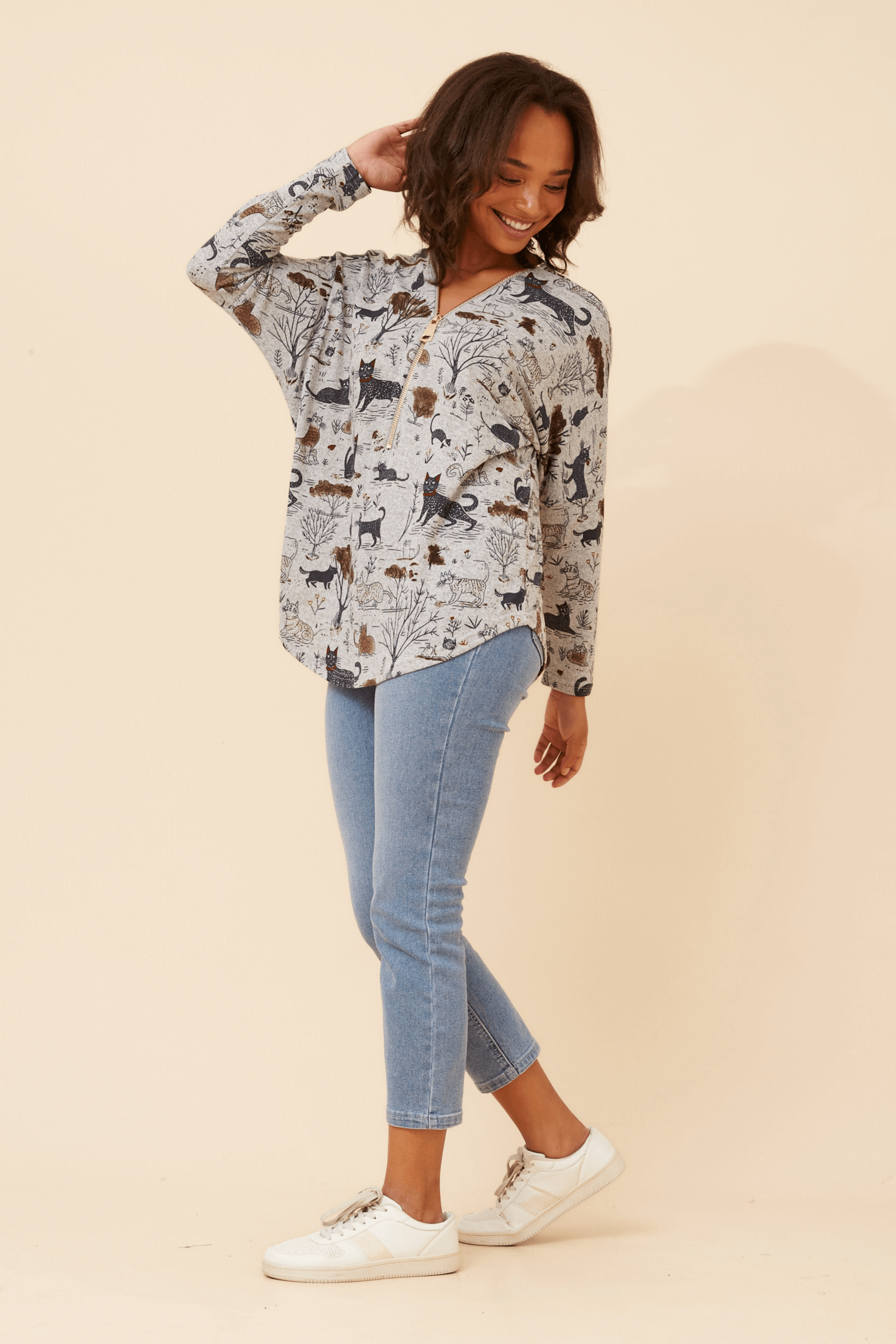 Leonor Cat print top Caroline Morgan