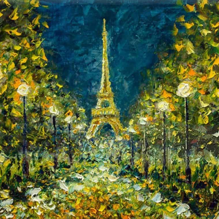 Velour Glasses Case – Lanterns & Trees in the Park, Paris