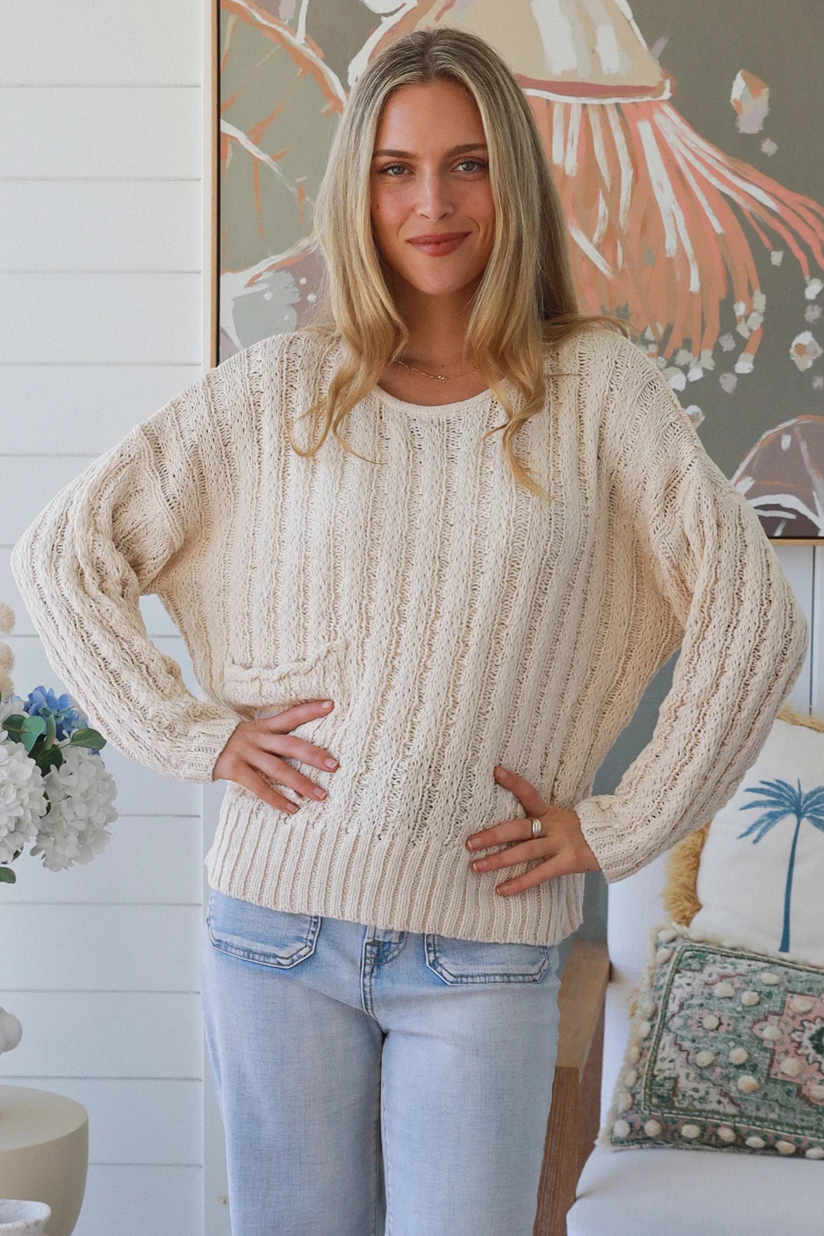 Jade  Cream One pocket knit Charlotte The Label