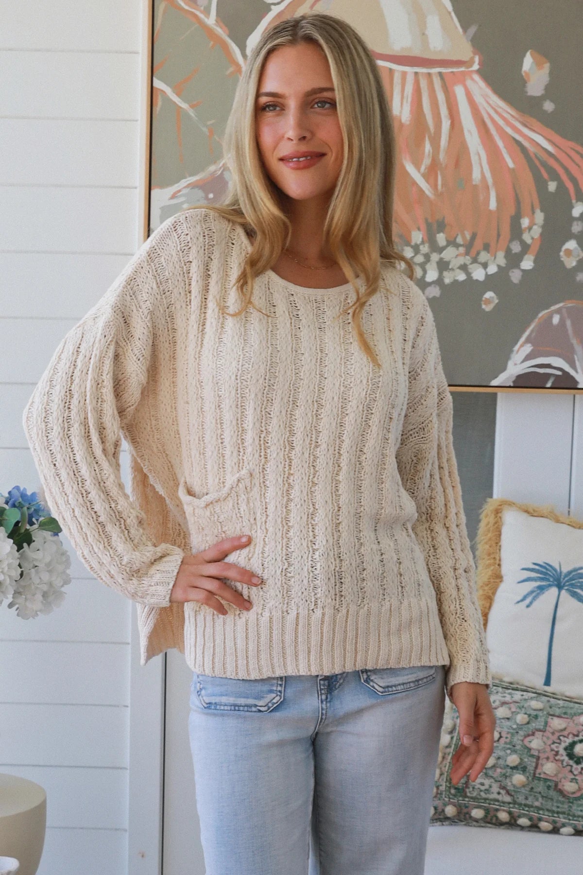 Jade  Cream One pocket knit Charlotte The Label