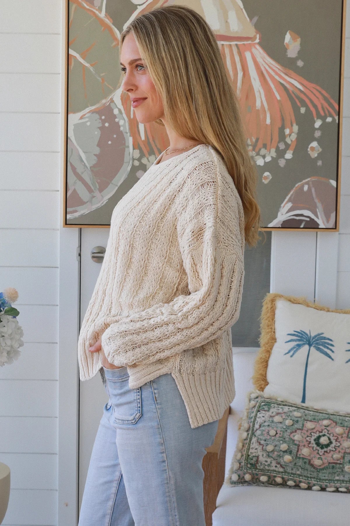 Jade  Cream One pocket knit Charlotte The Label