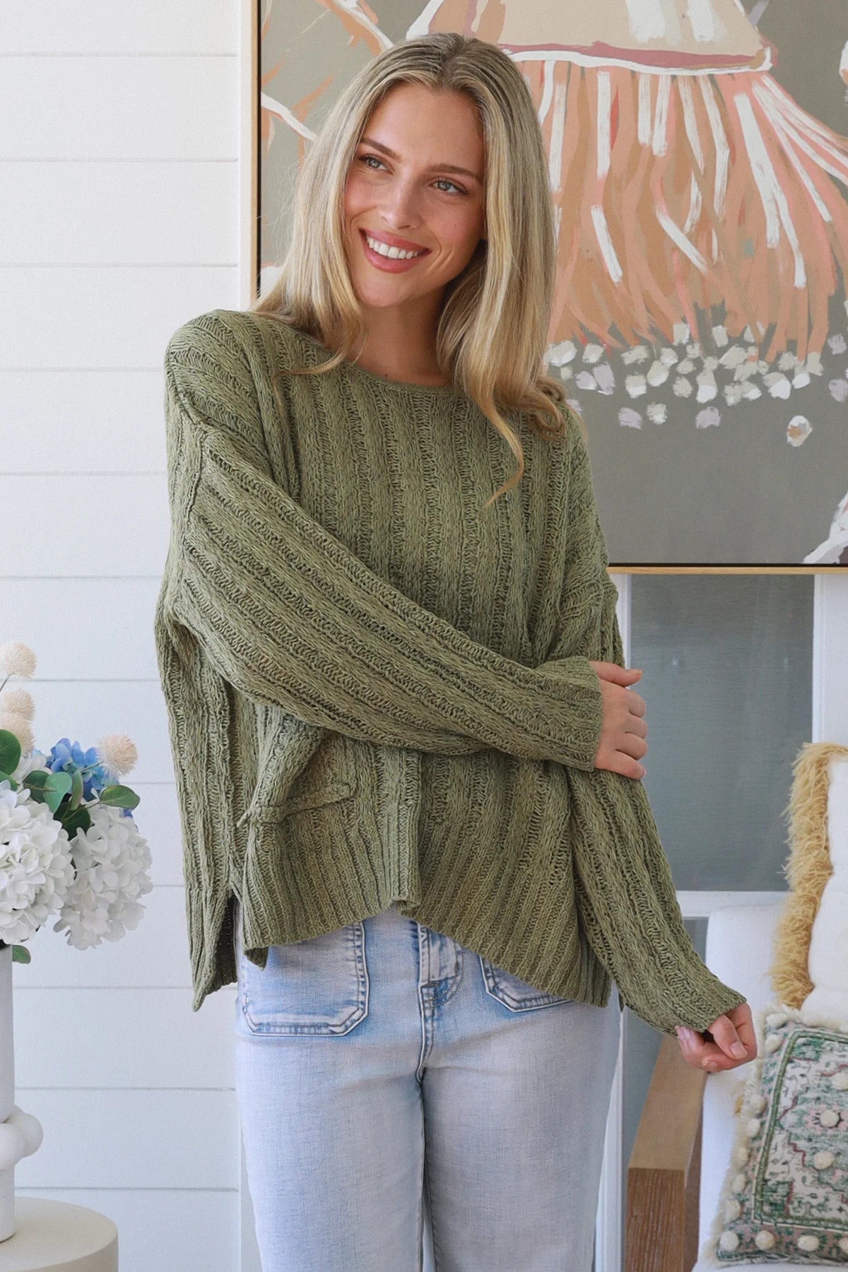 Jordyn Green One Pocket Knit Charlotte The Label