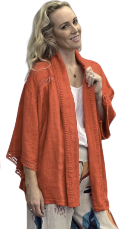 Whimsy Linen Shrug Rust