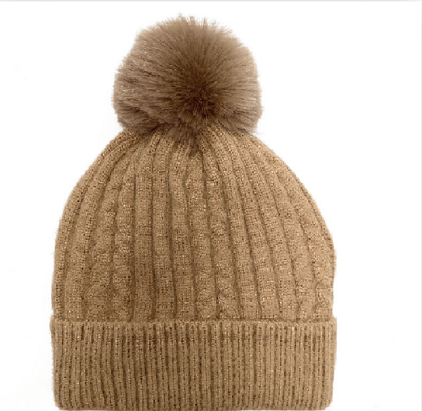 AUTN beanie CAMEL Cable Pom Beanie