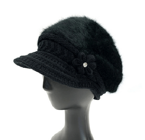 AUTN hat BLACK Knit Flower Cap