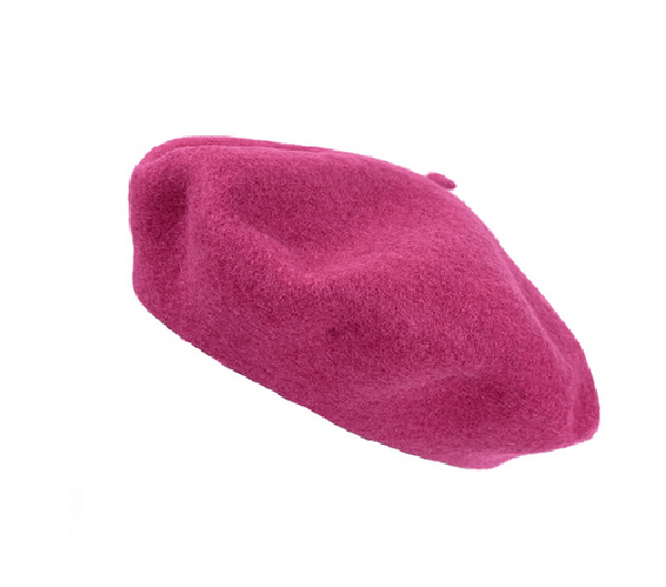 AUTN hat Hot Pink Wool Beret