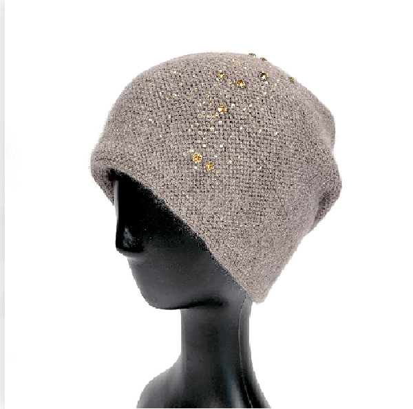 AUTN Hats Taupe Diamonte slouch beanie