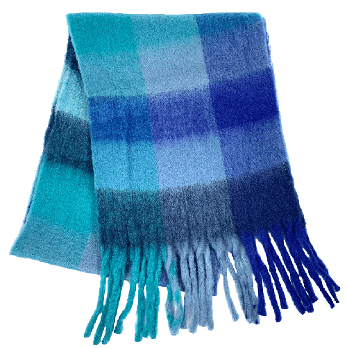 AUTN Scarf Blue 02 Check fluffy scarf