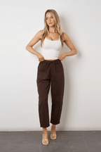 Olivia Barrel Leg Jeans-Chocolate BA350 Wakee jeans
