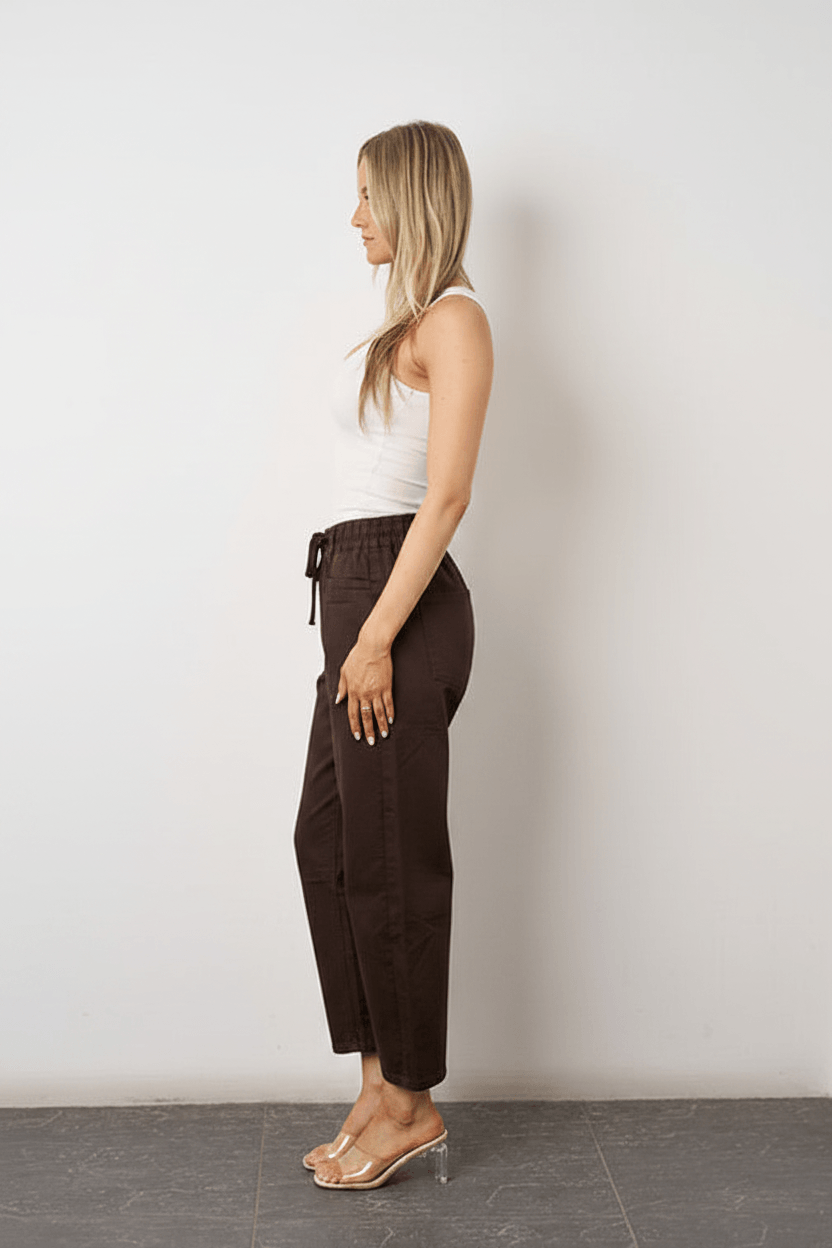 Olivia Barrel Leg Jeans-Chocolate BA350 Wakee jeans