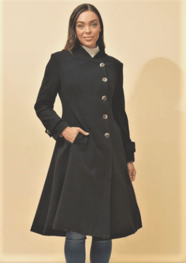 Caroline Morgan Coats 8 / Black Ckm Flared coat