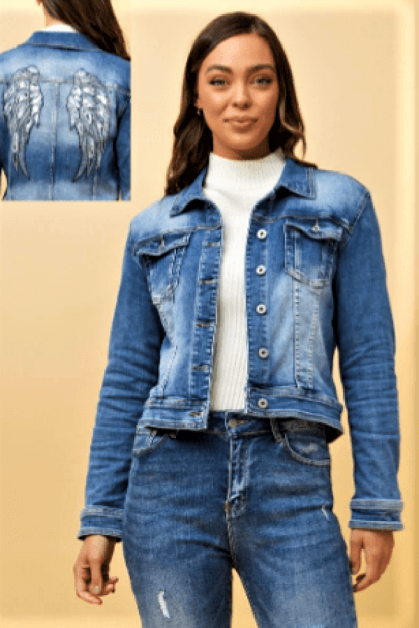 Caroline Morgan Jackets 8 / Denim Blue Ckm Angel denim jacket