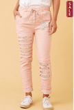 Caroline Morgan Pants 8 / Pink CKM Glitter  Slashed Pants