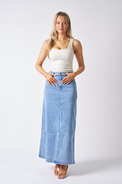A-line Denim Maxi Skirt Wakee jeans