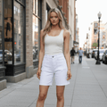 Mid-Length Denim Shorts