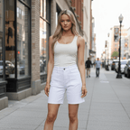 Mid-Length Denim Shorts