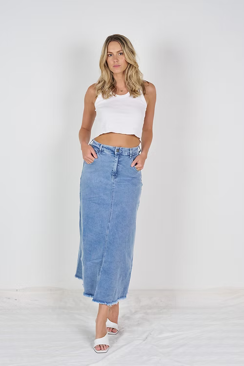 WK Denim Skirt - Premium Denim Fashion | Gypsyroad Bowral