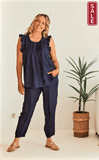 La Vie Pintuck pant Saphire