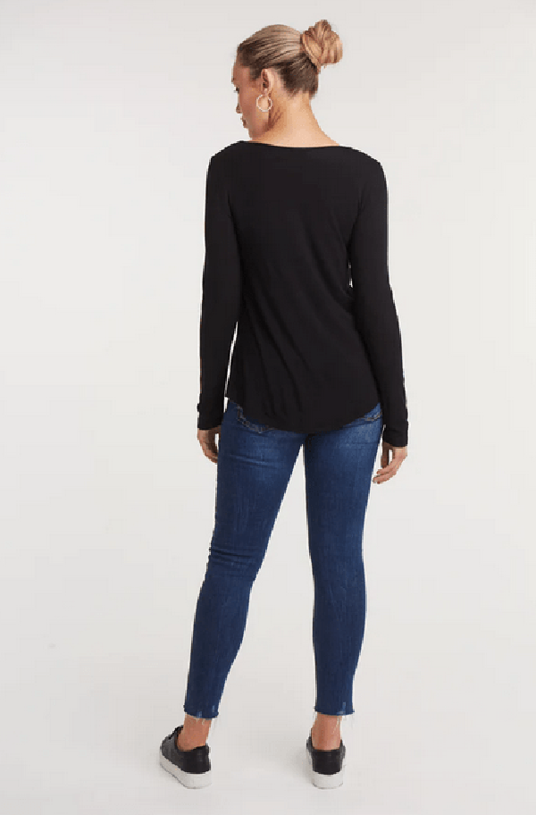 Eb&Ive top Basic Long Sleeve-Carbon