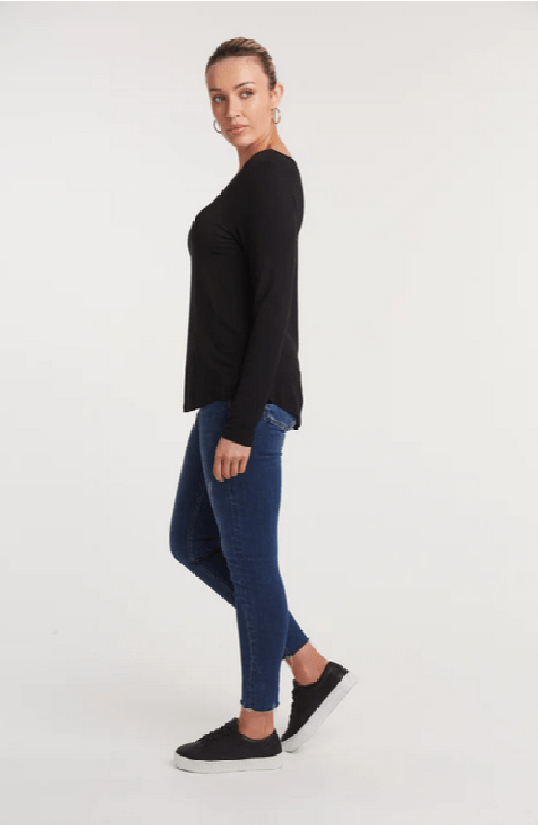 Eb&Ive top Basic Long Sleeve-Carbon