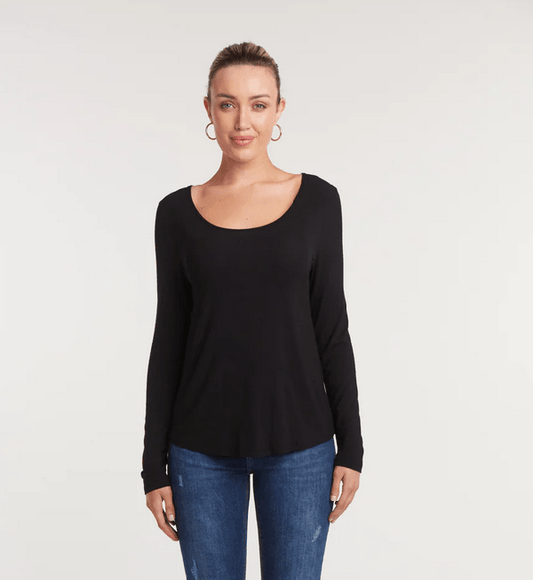 Eb&Ive top S/M Basic Long Sleeve-Carbon