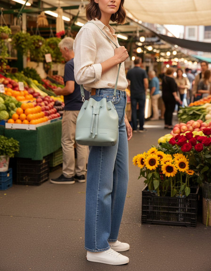 Esperance Leather Bucket Crossbody