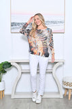 Aztec Gold Brush Knit Top AE Luxe