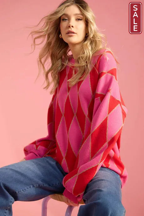 Casablanca Lurex Jumper - Chilli/Pink Haven