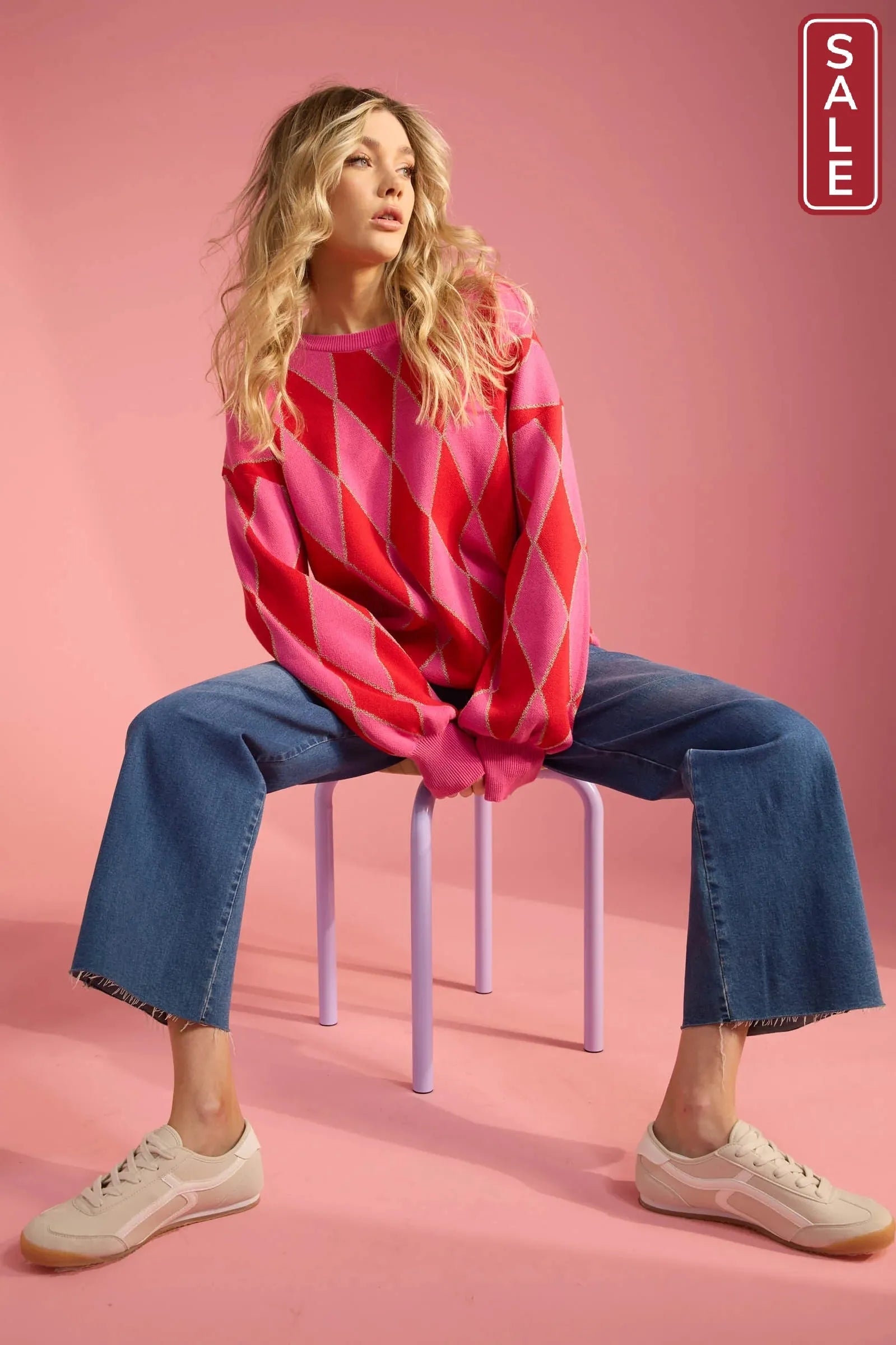 Casablanca Lurex Jumper - Chilli/Pink Haven
